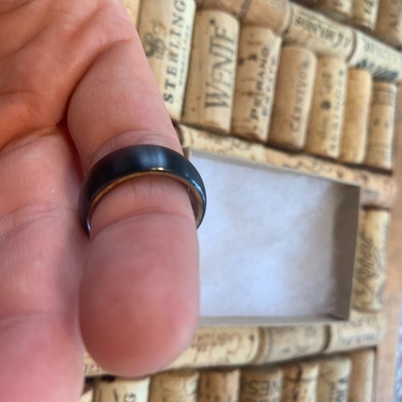 Satin Black Ceramic and English Oak Men's Wedding Band/Ring - Picture 8 of 8